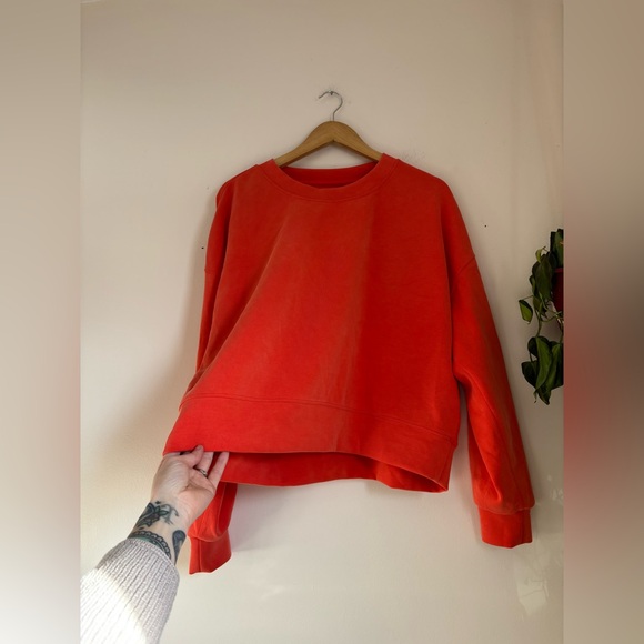 Lululemon Softstreme Perfectly Oversized Cropped Crew in Orange - Picture 8 of 12